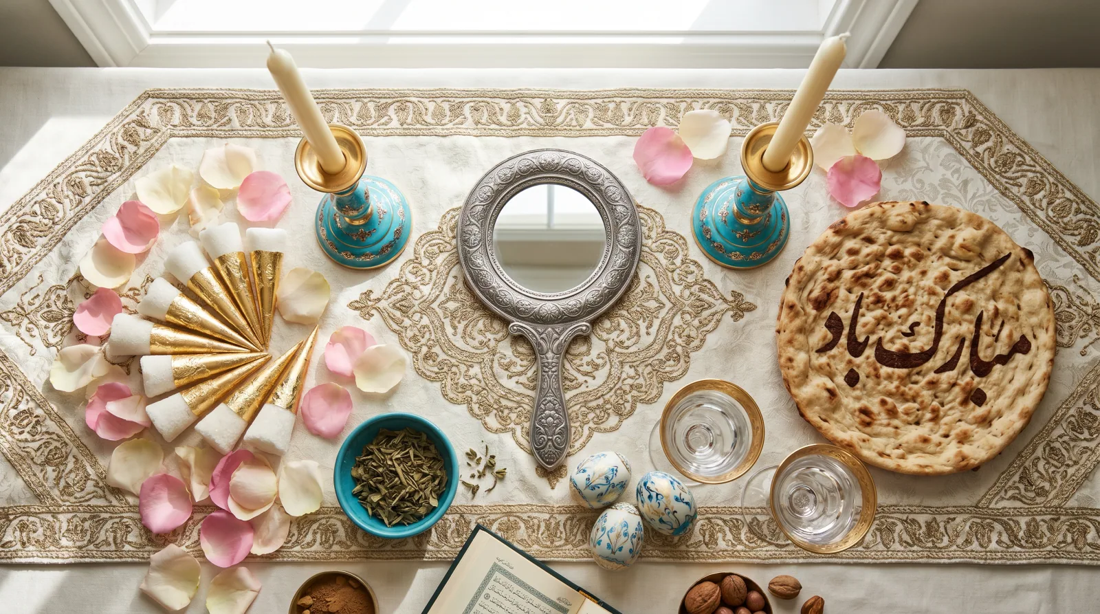 A Persian wedding ceremony with the Sofreh Aghd