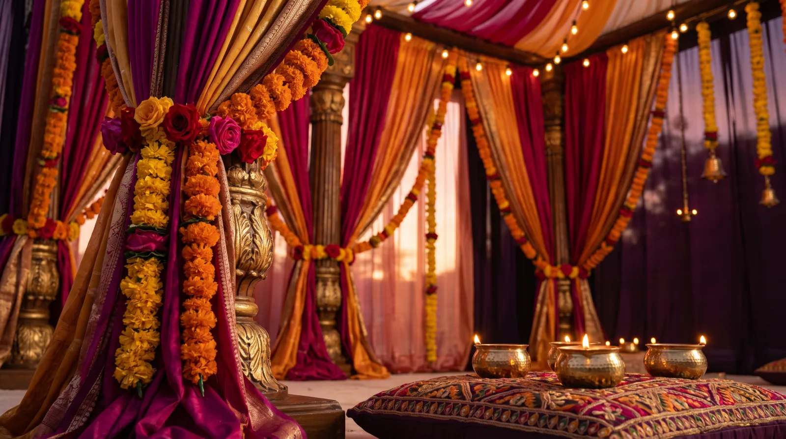 A sangeet celebration with music and dancing at an Indian wedding
